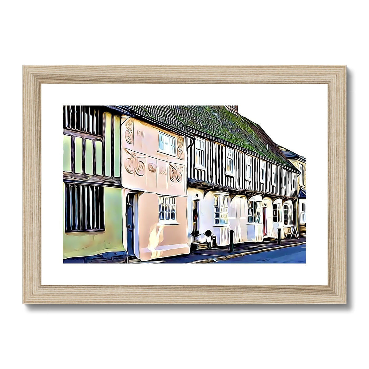 Tudor High Street - Illustrated Framed & Mounted Print