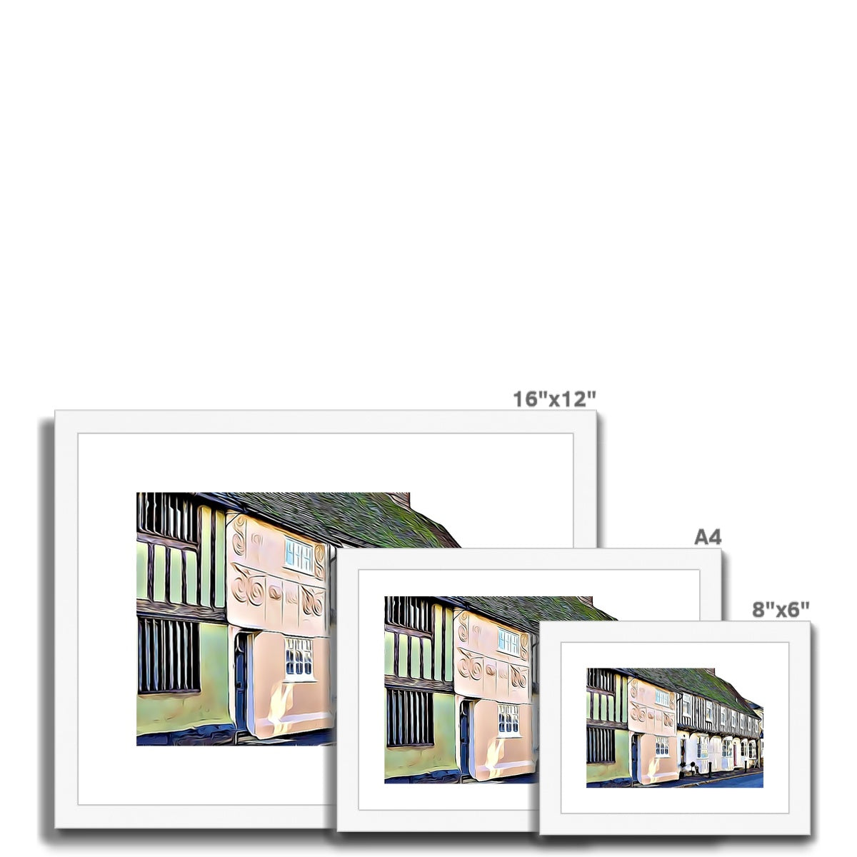Tudor High Street - Illustrated Framed & Mounted Print