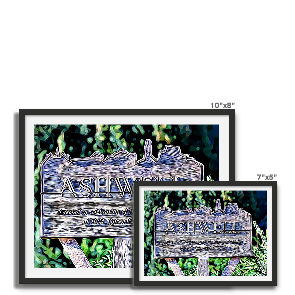 Ashwell Sign Village Green - Illustrated Framed Photo Tile