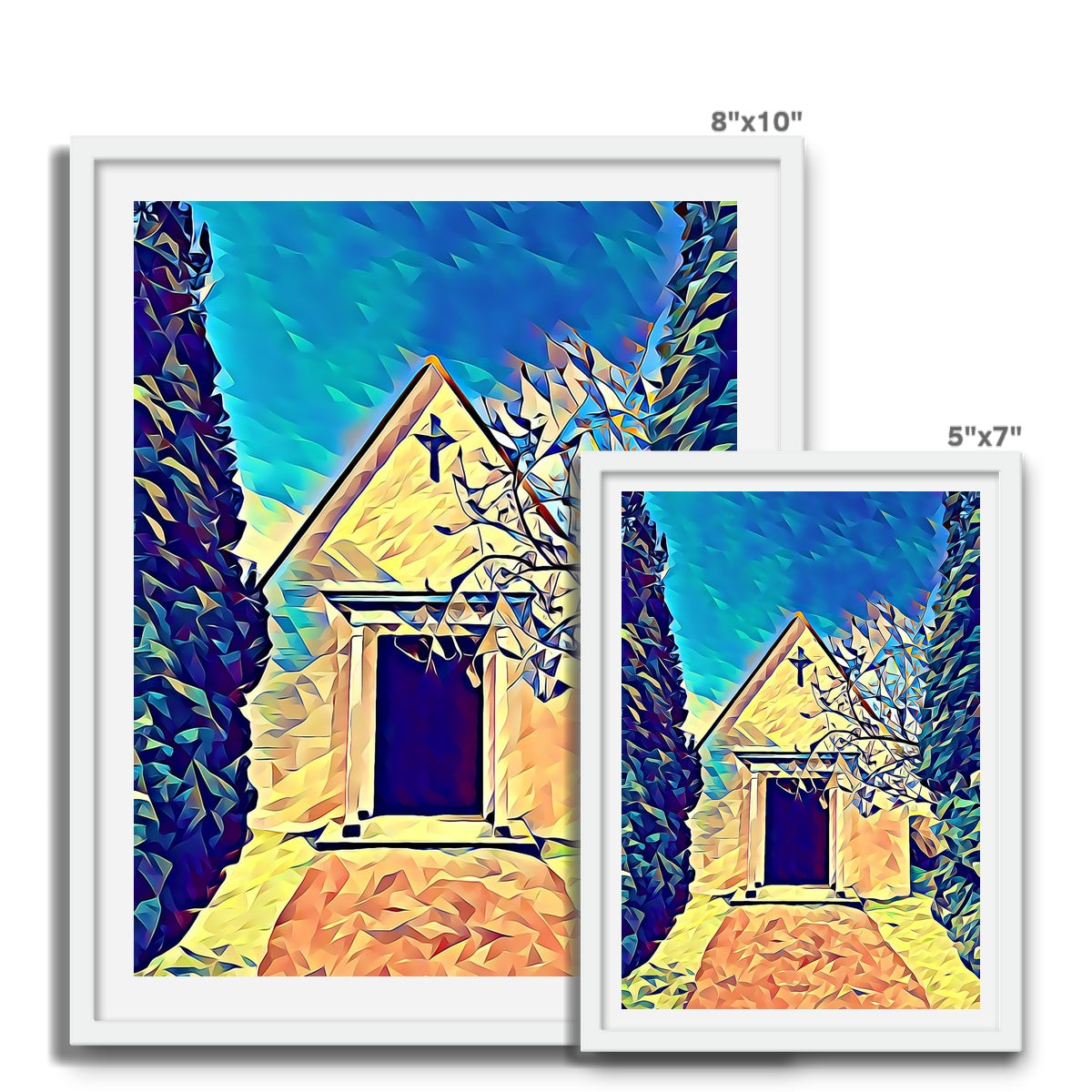 Cemetery Chapel - Poly Art Framed Photo Tile