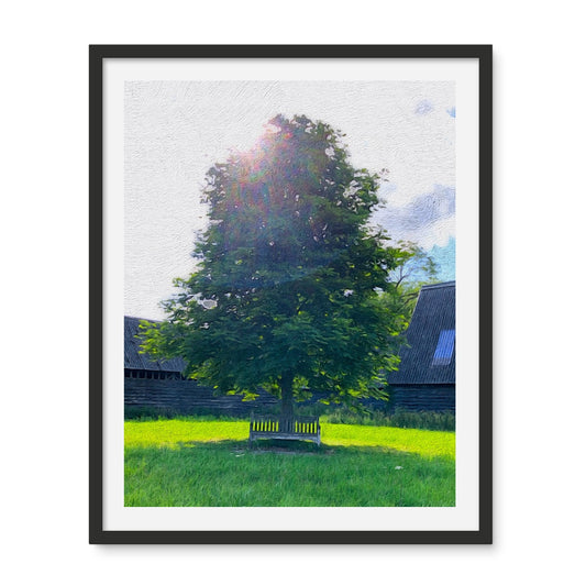 Bench under Horse Chesnut, Commoners Lane - Oil Framed Photo Tile