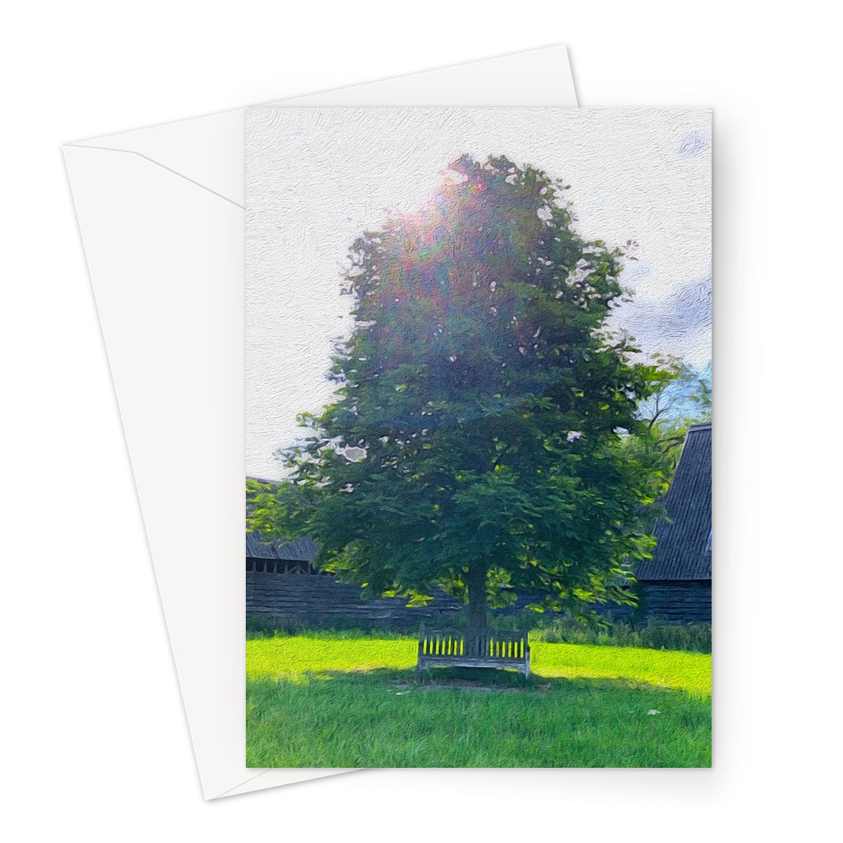 Bench under Horse Chesnut, Commoners Lane - Oil Greeting Card