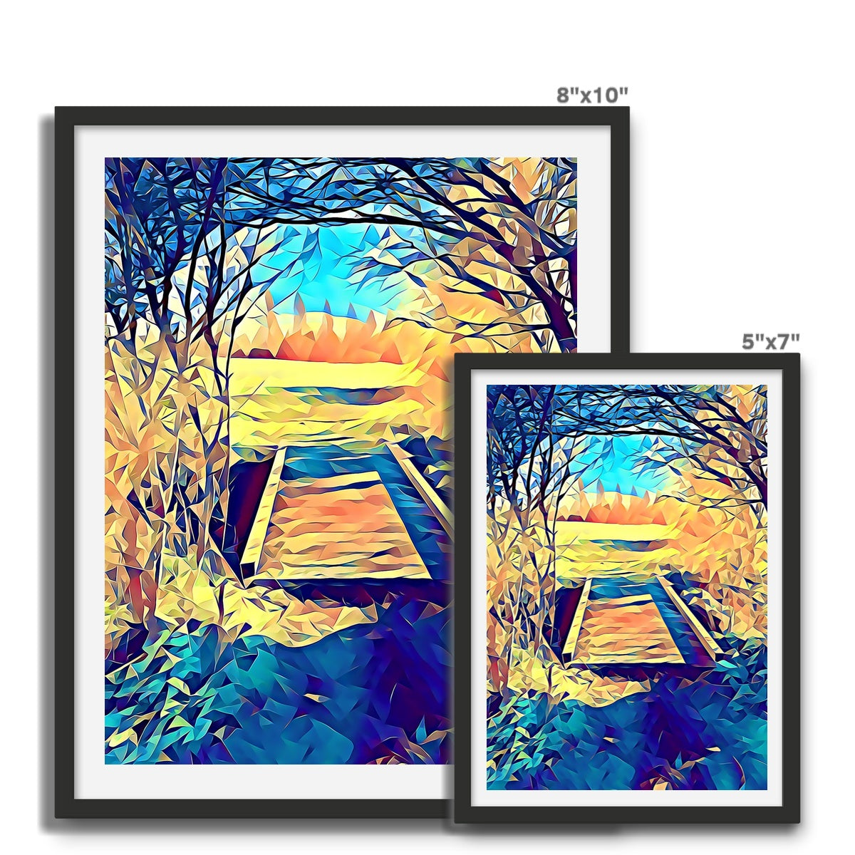 New Bridge - Poly Art Framed Photo Tile