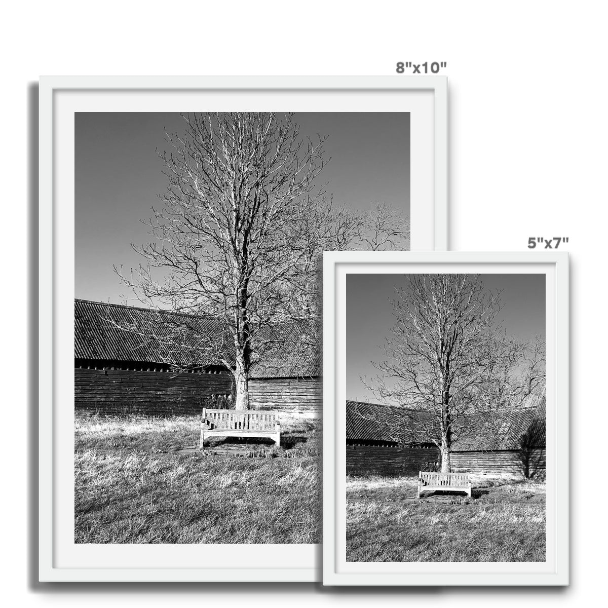 Bench at Bluegates - Black & White Framed Photo Tile
