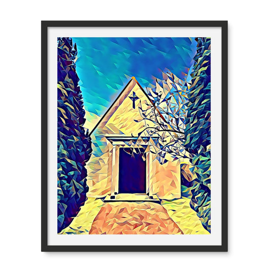 Cemetery Chapel - Poly Art Framed Photo Tile