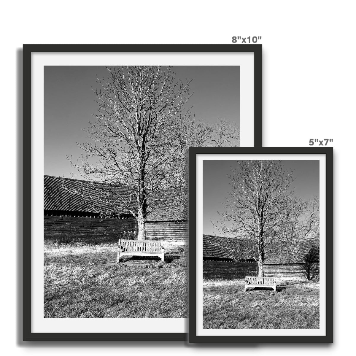 Bench at Bluegates - Black & White Framed Photo Tile