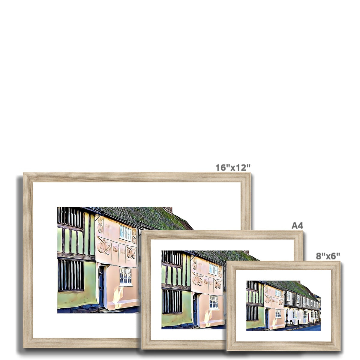 Tudor High Street - Illustrated Framed & Mounted Print