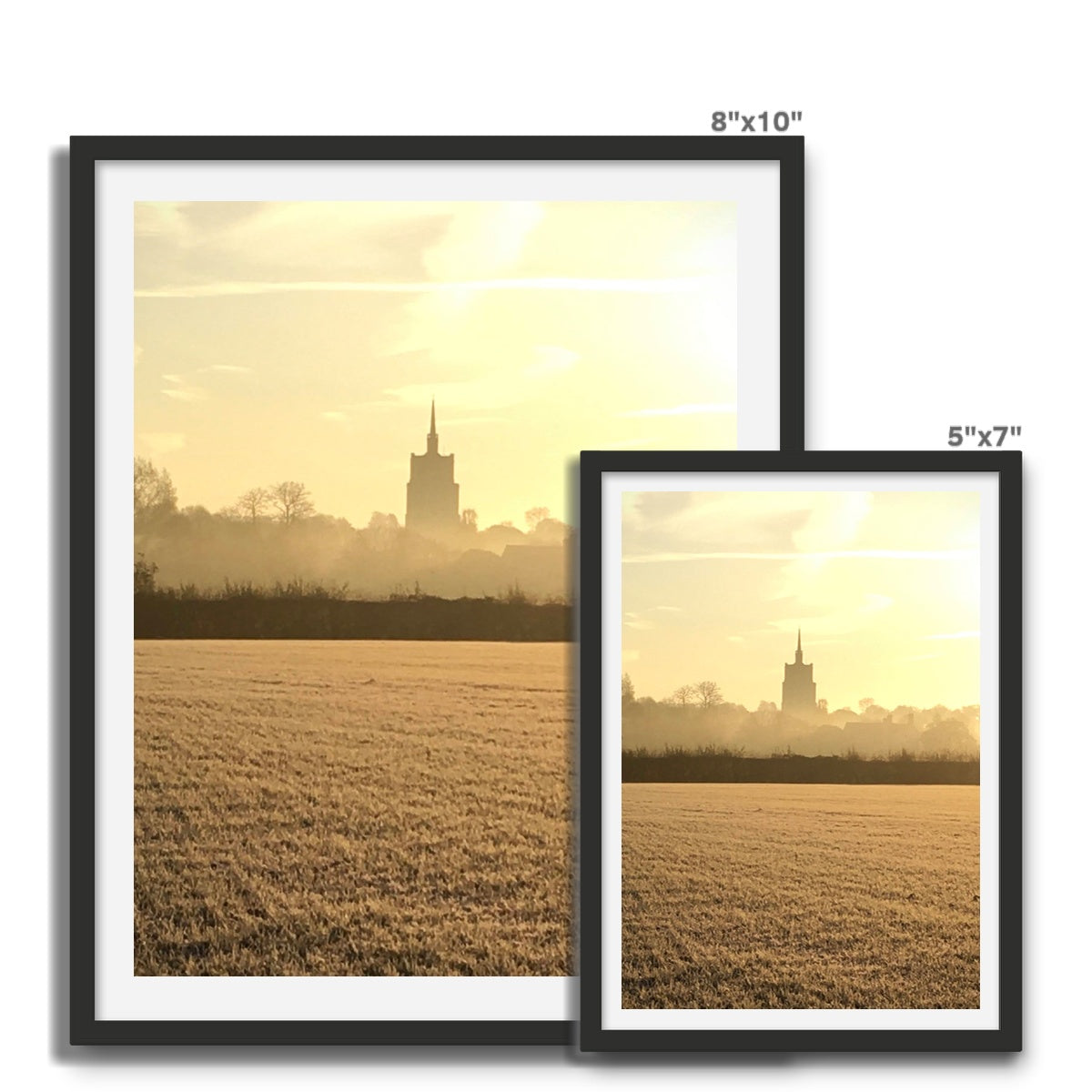 St Mary's Frosty Morning - Black & White Framed Photo Tile