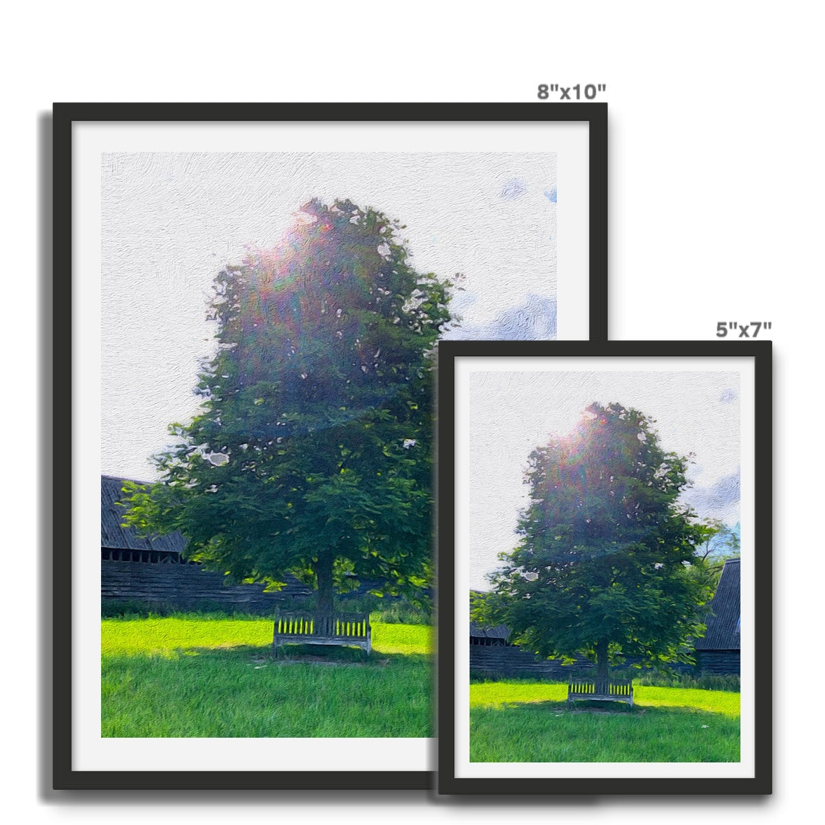 Bench under Horse Chesnut, Commoners Lane - Oil Framed Photo Tile