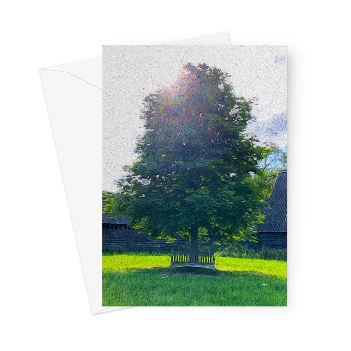 Bench under Horse Chesnut, Commoners Lane - Oil Greeting Card