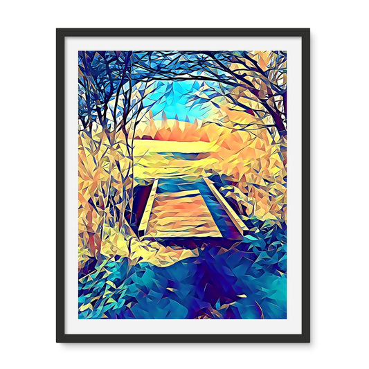 New Bridge - Poly Art Framed Photo Tile