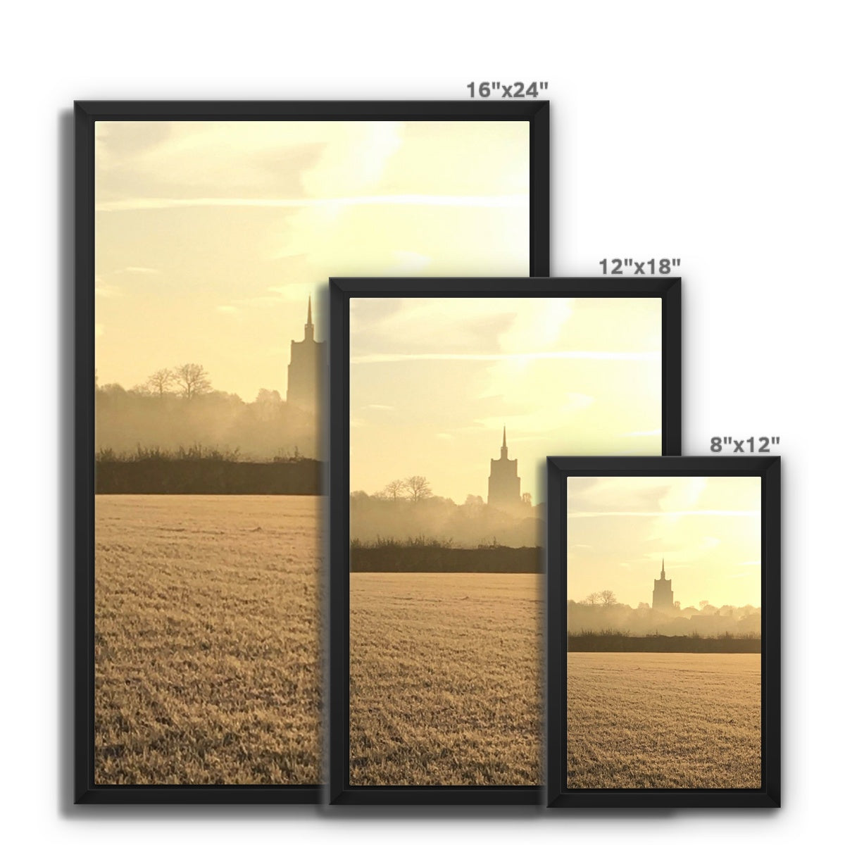 St Mary's Frosty Morning - Black & White Framed Canvas