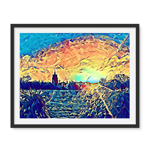 View from the Fields - Poly Art Framed Photo Tile