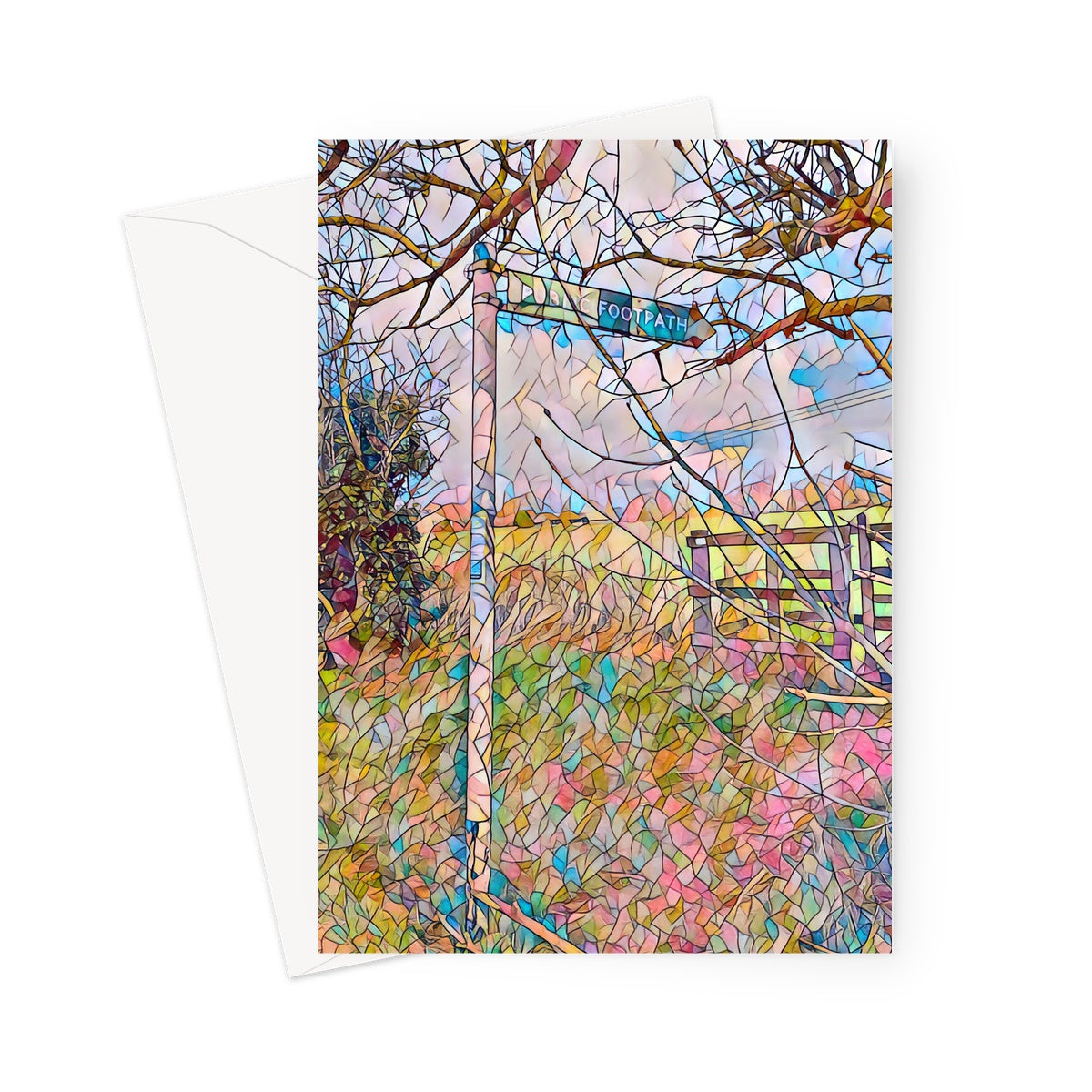 Loves Lane Footpath & Gate - Mosaic Greeting Card