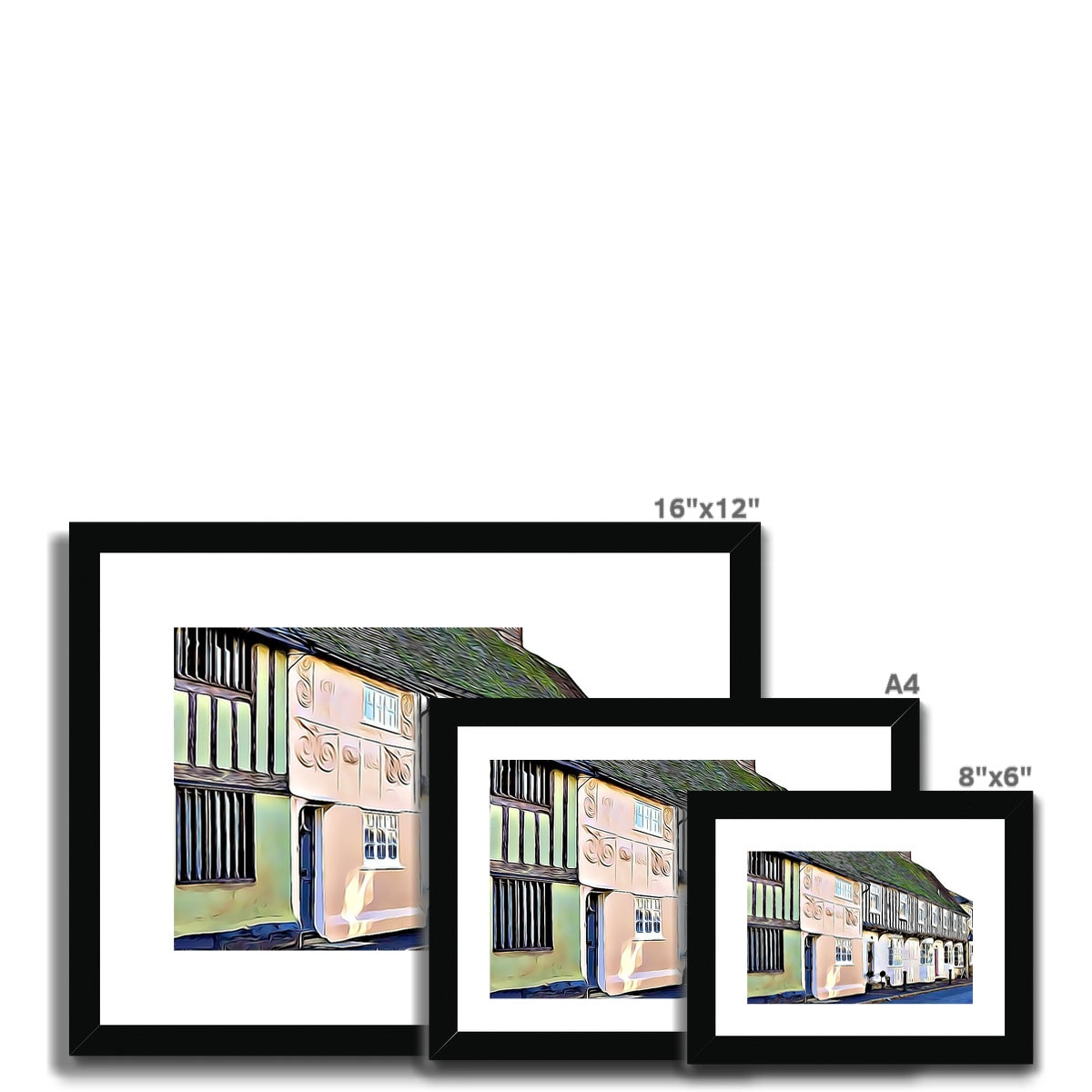 Tudor High Street - Illustrated Framed & Mounted Print