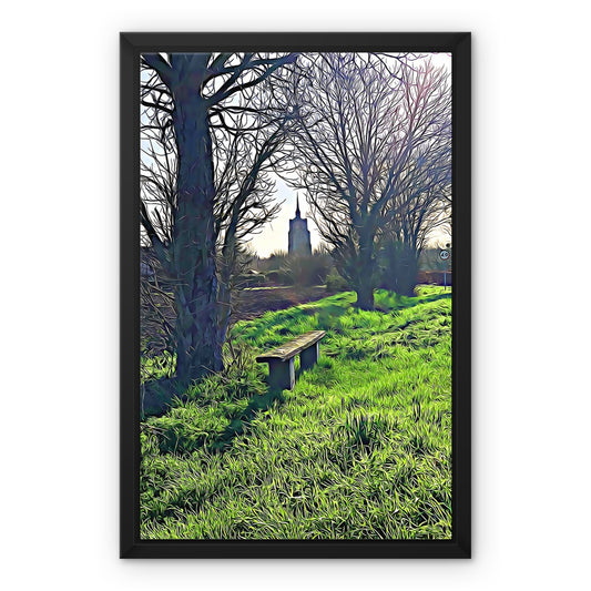 Bench on Gardiners Lane - Illustrated Framed Canvas