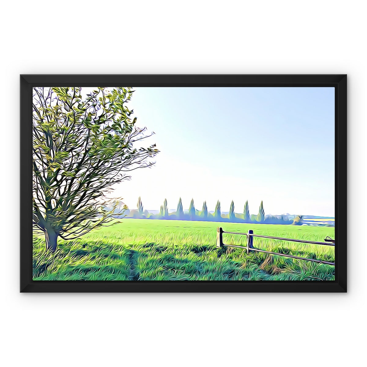 Poplars from Gardiners Lane - Illustrated Framed Canvas