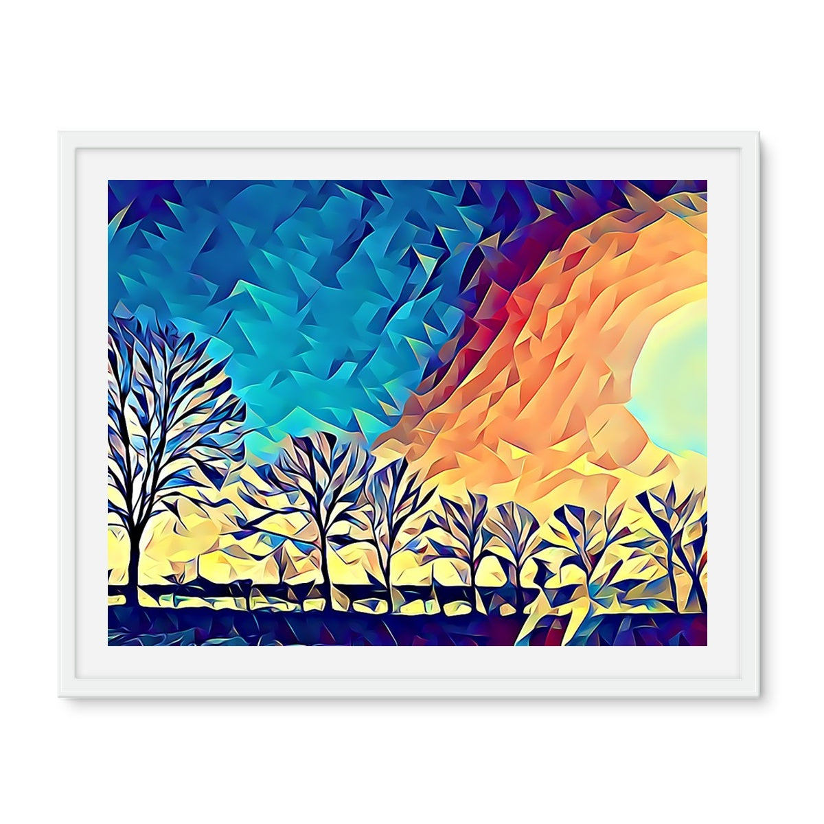 Towards Cambridgeshire - Poly Art Framed Photo Tile