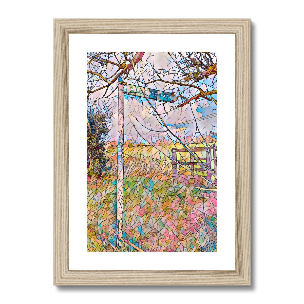 Loves Lane Footpath & Gate - Mosaic Framed & Mounted Print