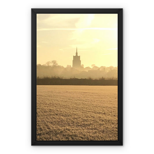 St Mary's Frosty Morning - Black & White Framed Canvas