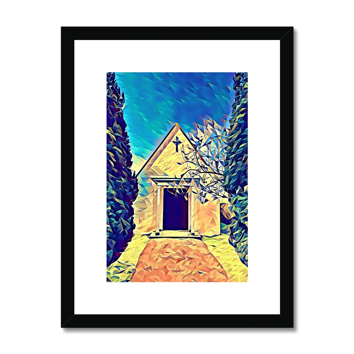 Cemetery Chapel - Poly Art Framed & Mounted Print