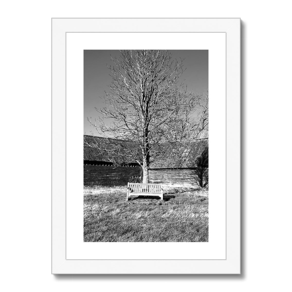 Bench at Bluegates - Black & White Framed & Mounted Print