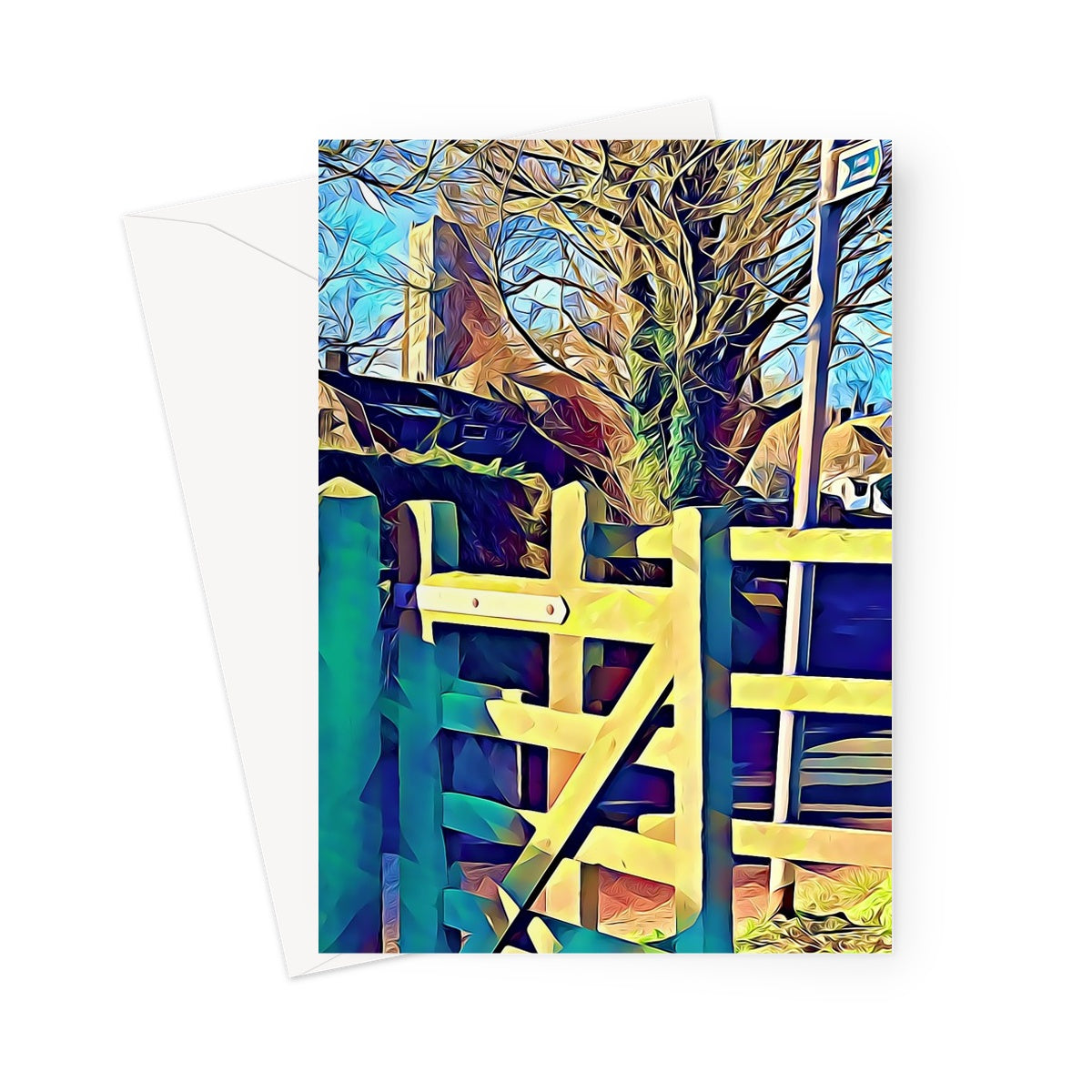 St Mary's from Sticky Lane  - Poly Art Greeting Card