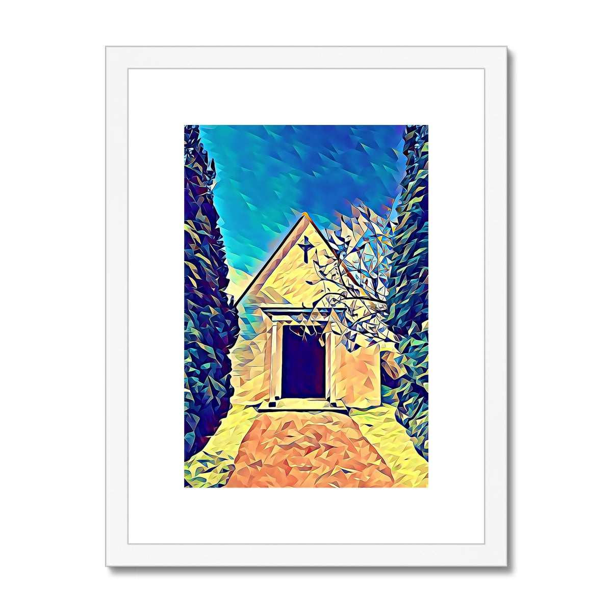 Cemetery Chapel - Poly Art Framed & Mounted Print