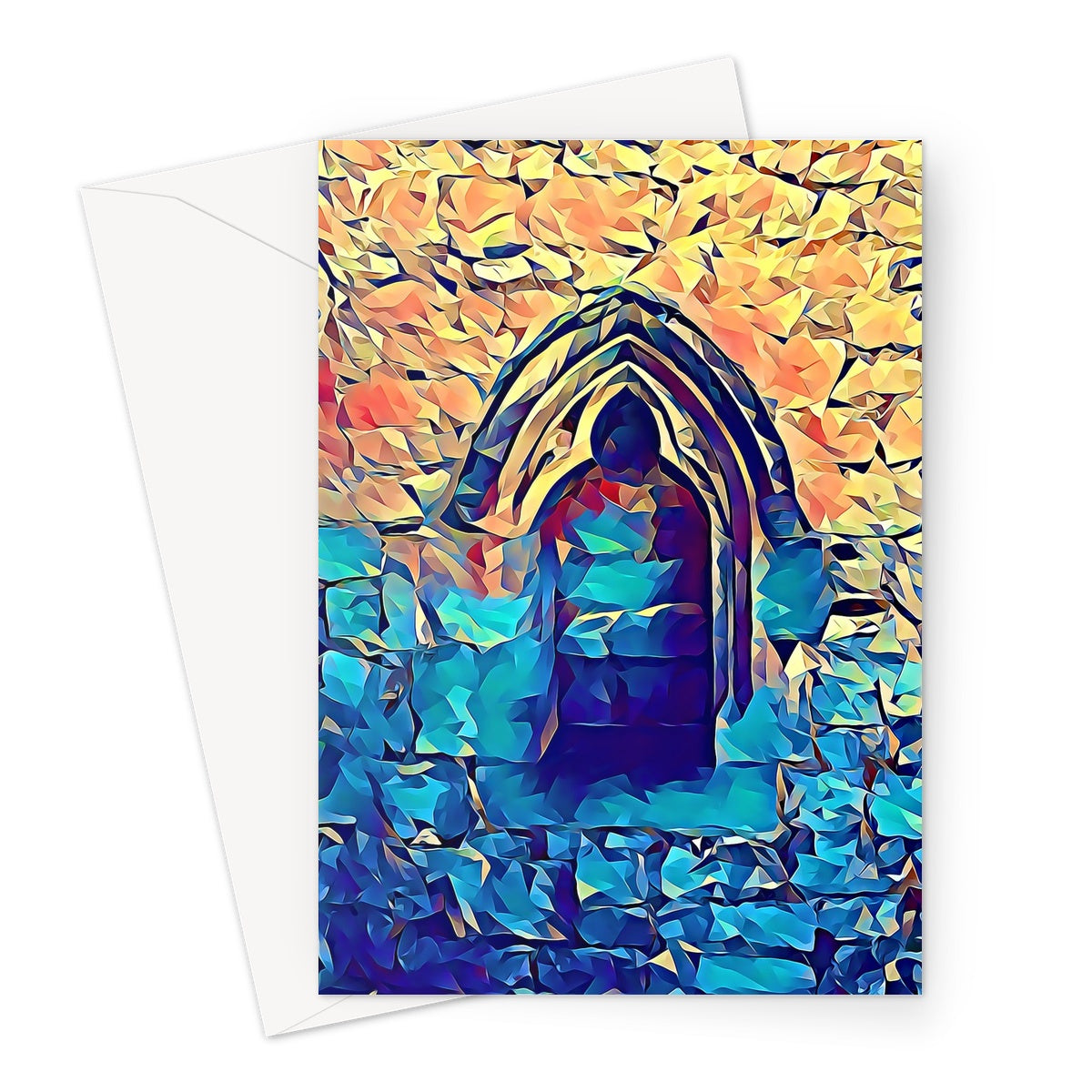 St Mary's Window Arch - Poly Art Greeting Card