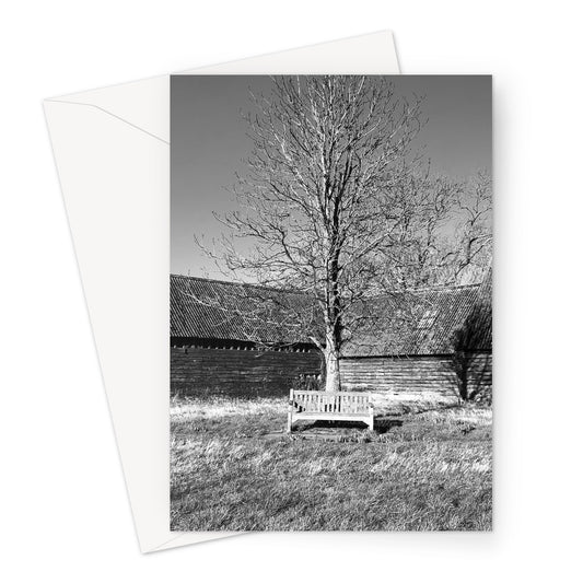 Bench at Bluegates - Black & White Greeting Card