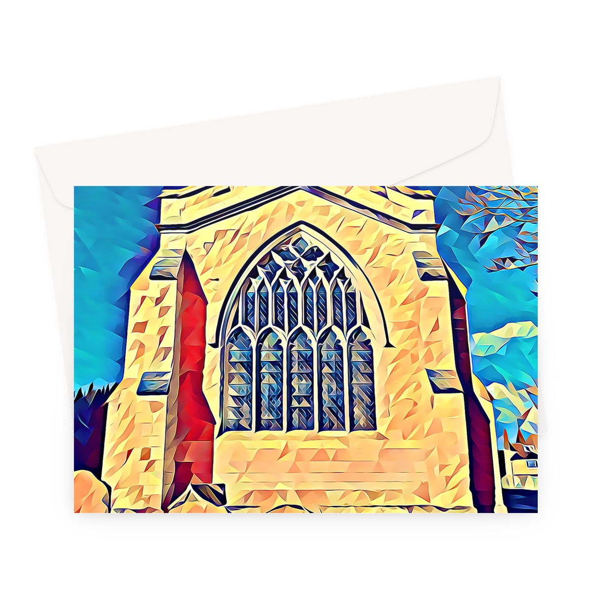 St Mary's East Face - Poly Art Greeting Card