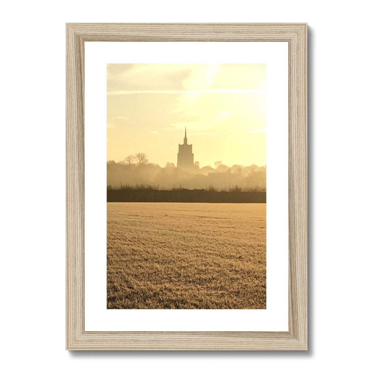 St Mary's Frosty Morning - Black & White Framed & Mounted Print