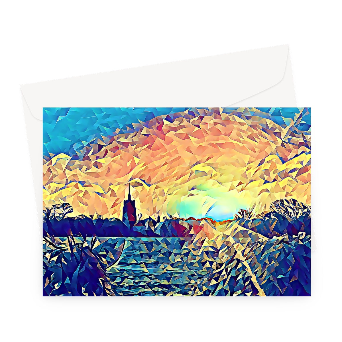 View from the Fields - Poly Art Greeting Card