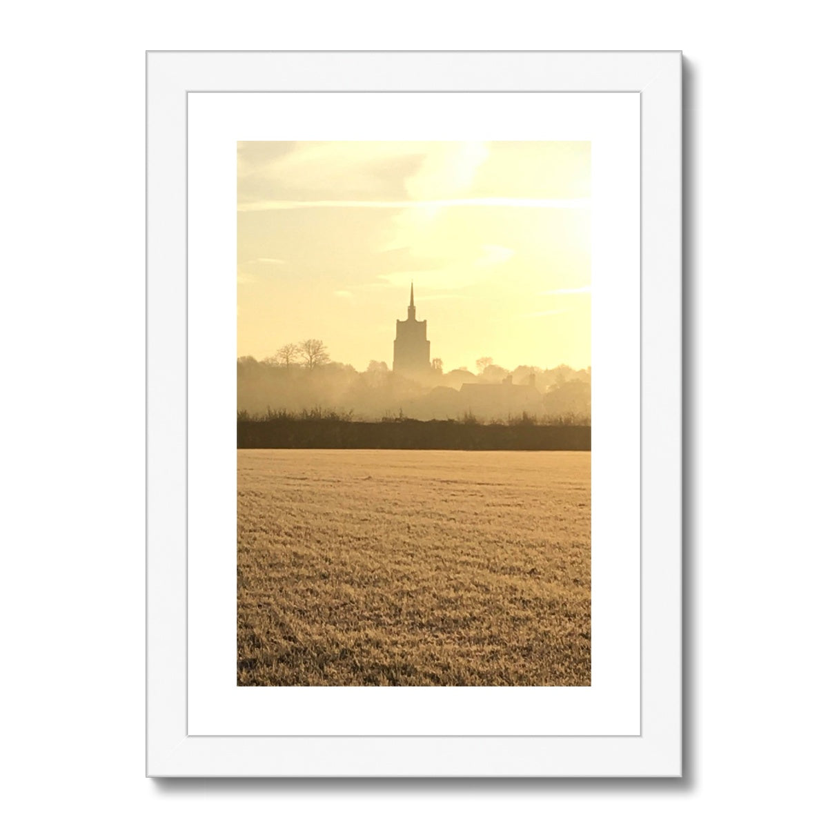 St Mary's Frosty Morning - Black & White Framed & Mounted Print