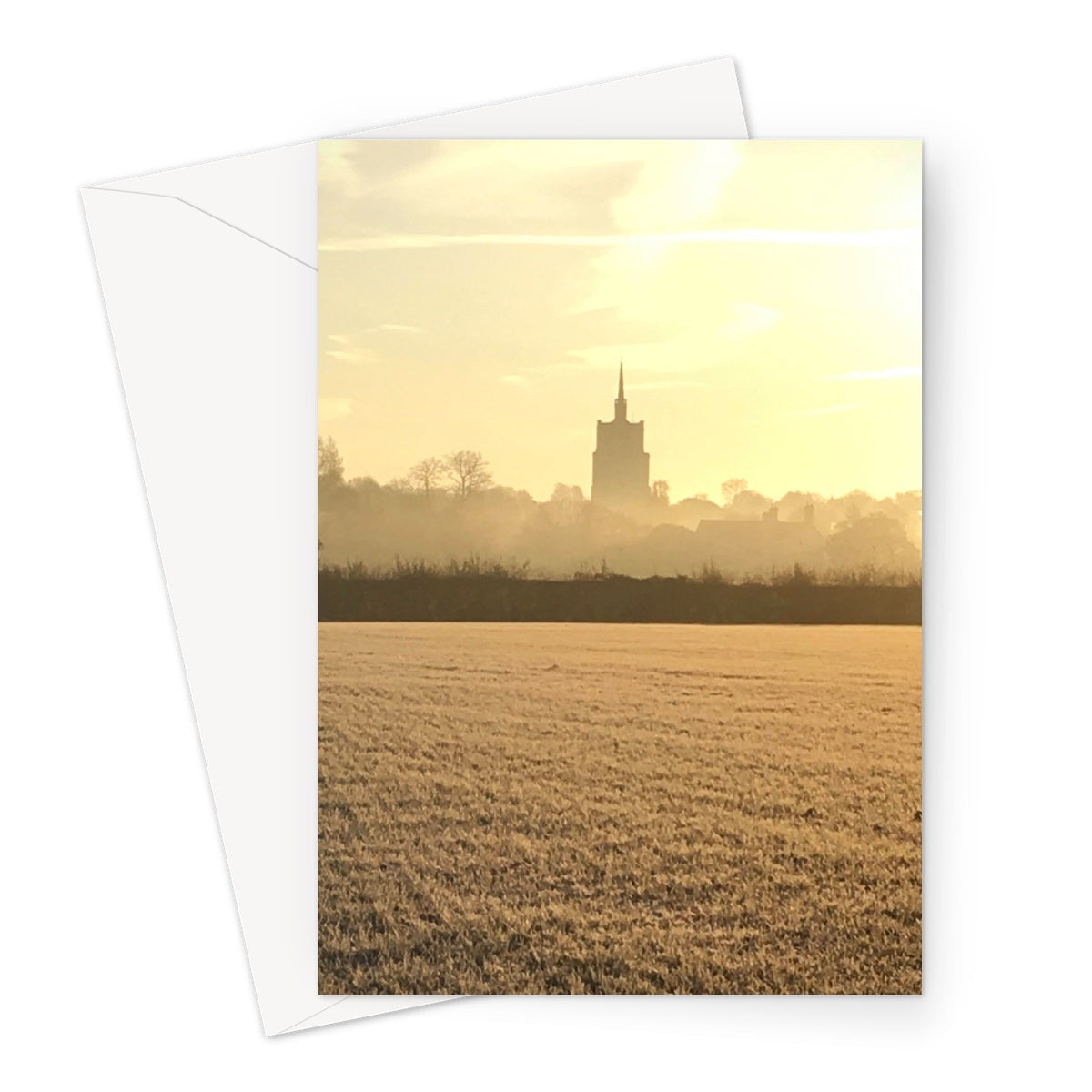 St Mary's Frosty Morning - Black & White Greeting Card