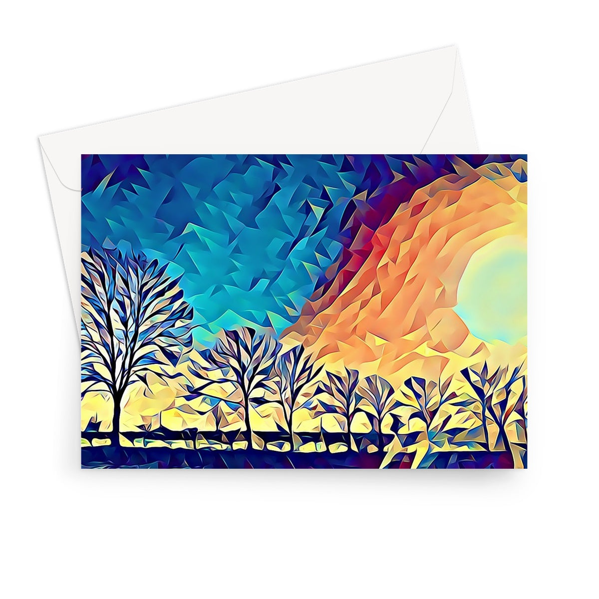 Towards Cambridgeshire - Poly Art Greeting Card