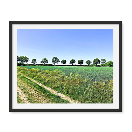 Ashwell Street Trees - Illustrated Framed Photo Tile