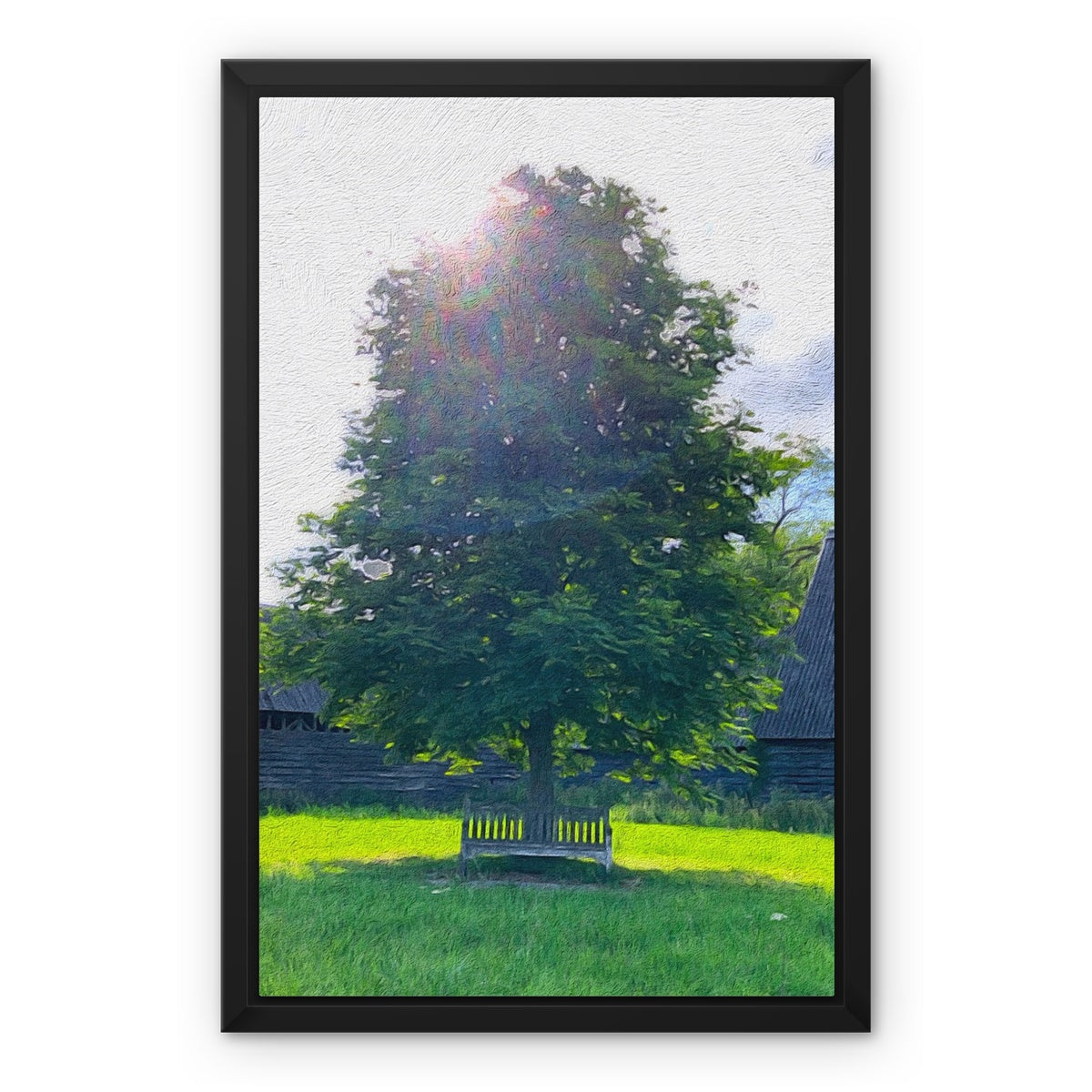 Bench under Horse Chesnut, Commoners Lane - Oil Framed Canvas