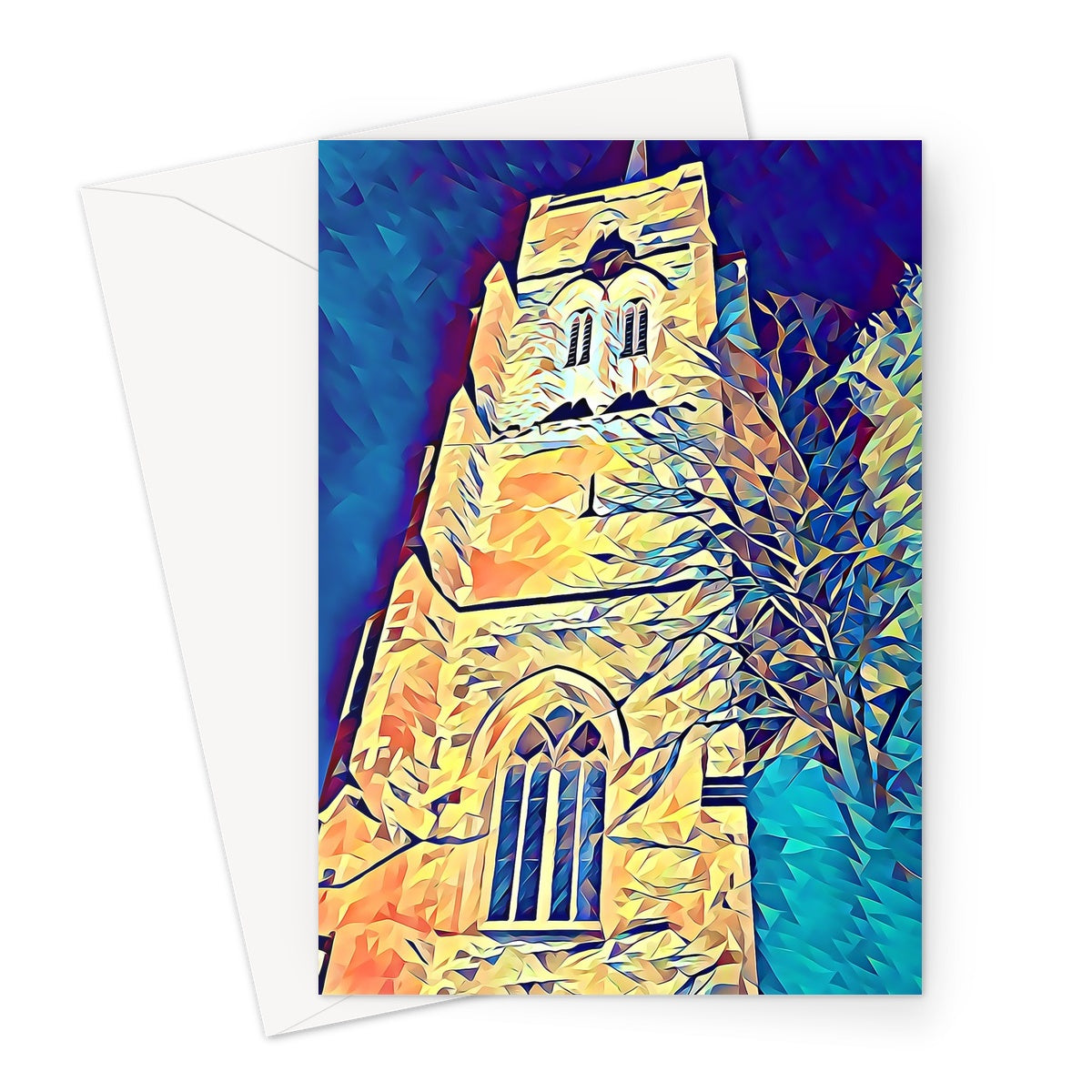 St Mary's Tower North - Poly Art Greeting Card