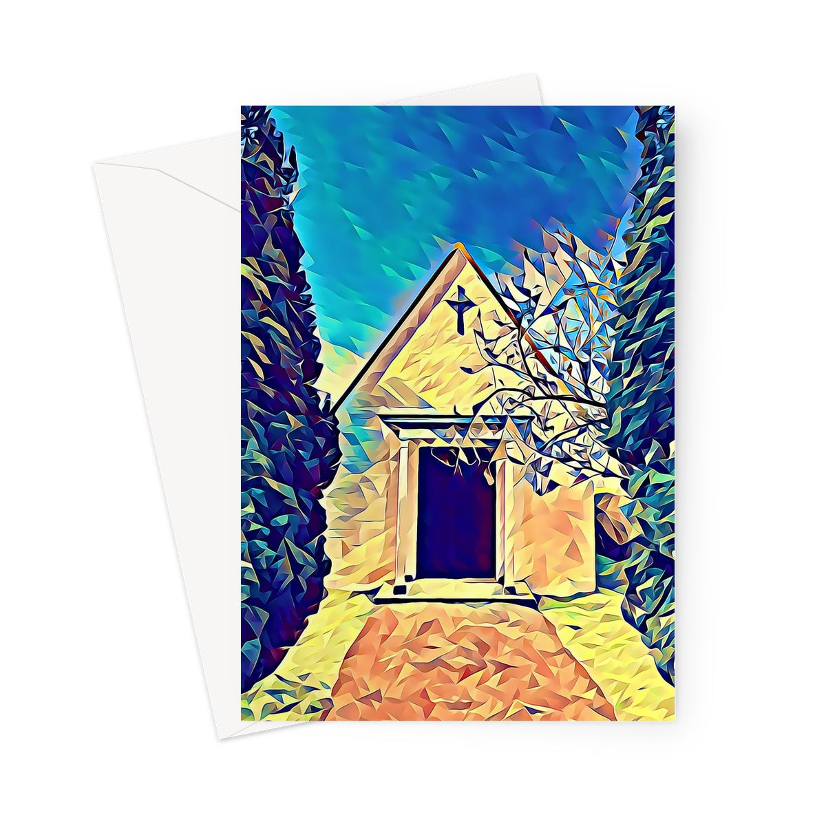 Cemetery Chapel - Poly Art Greeting Card