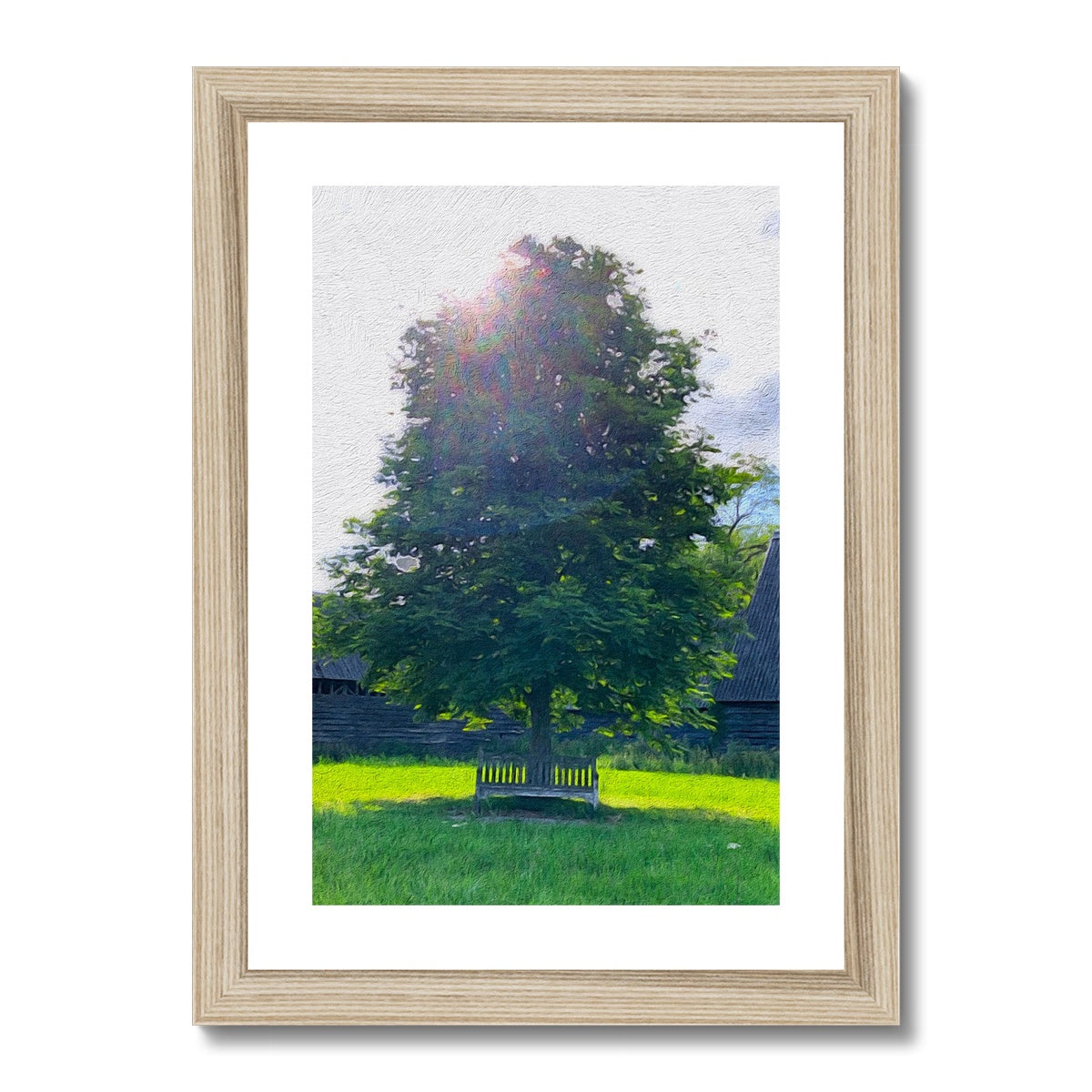 Bench under Horse Chesnut, Commoners Lane - Oil Framed & Mounted Print