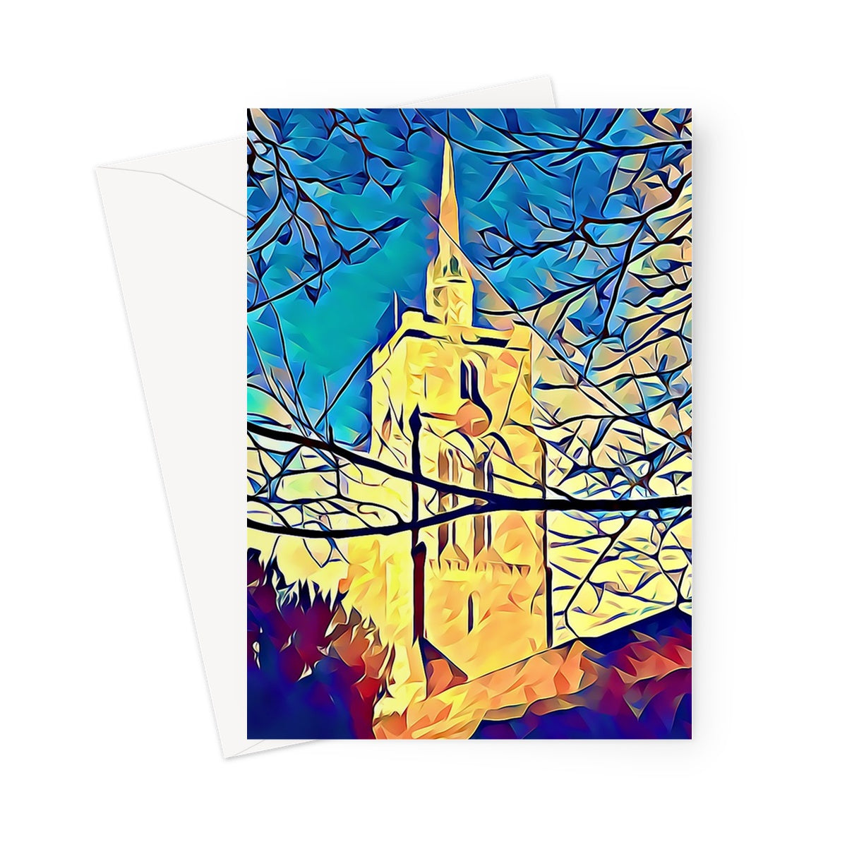 St Mary's Veiled - Poly Art Greeting Card