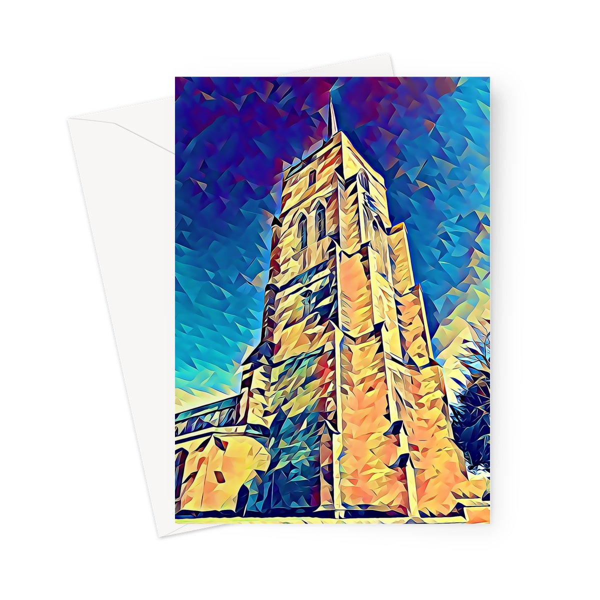 St Mary's Tower - Poly Art Greeting Card