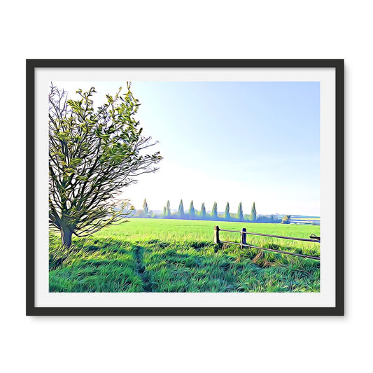 Poplars from Gardiners Lane - Illustrated Framed Photo Tile