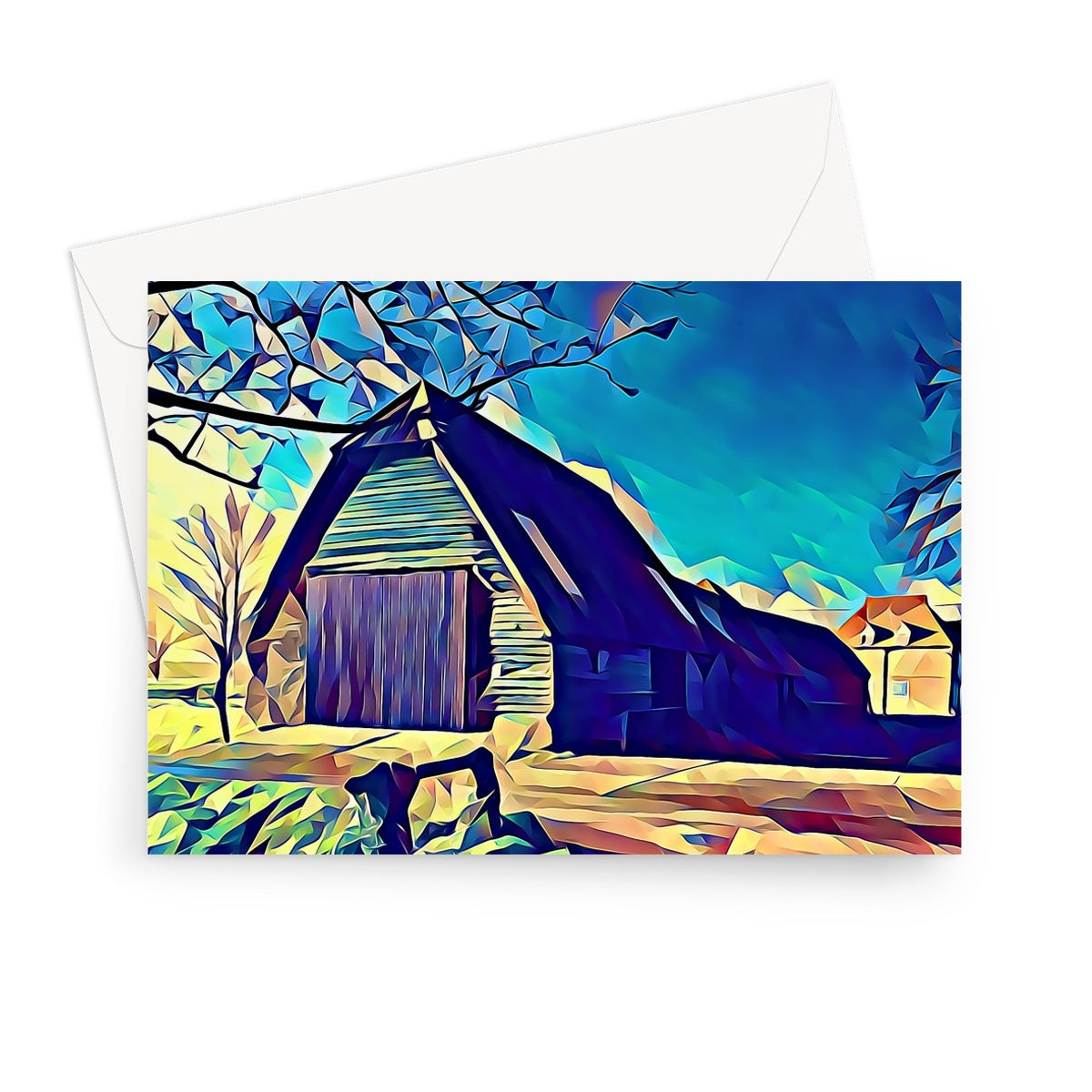 Bluegates Barn - Poly Art Greeting Card