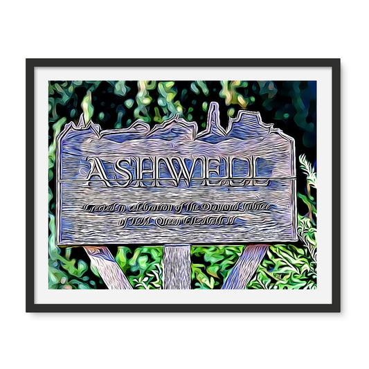 Ashwell Sign Village Green - Illustrated Framed Photo Tile