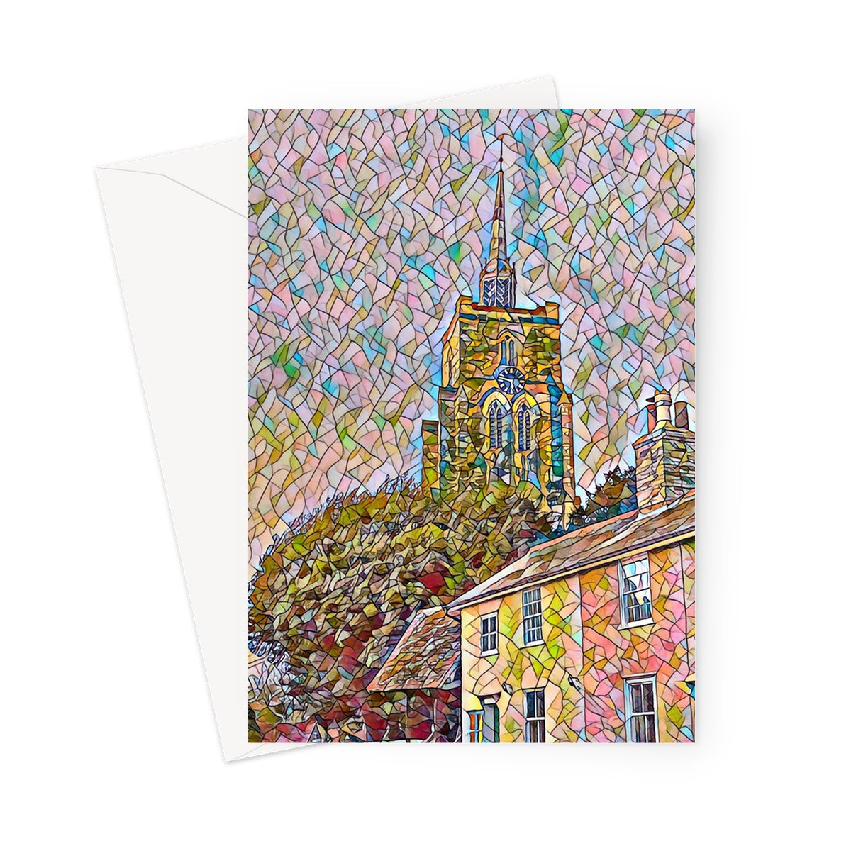 St Mary's from Mill Street - Mosaic Greeting Card