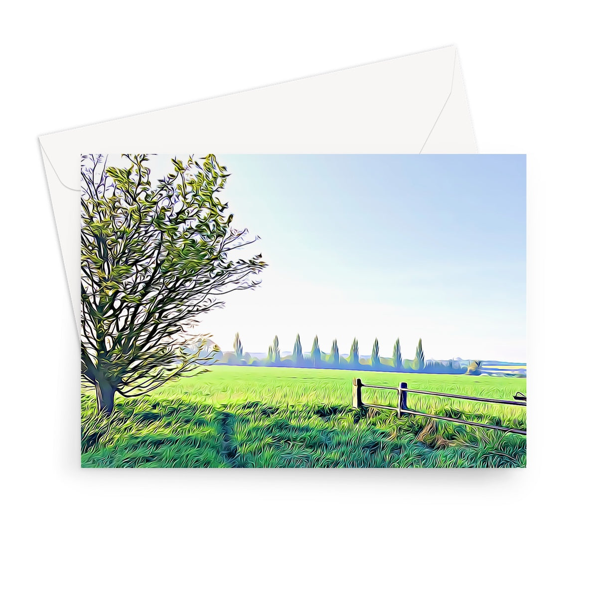 Poplars from Gardiners Lane - Illustrated Greeting Card