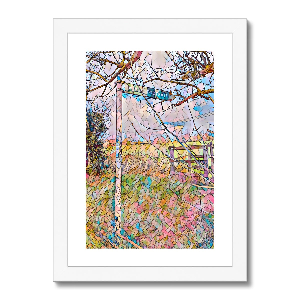 Loves Lane Footpath & Gate - Mosaic Framed & Mounted Print