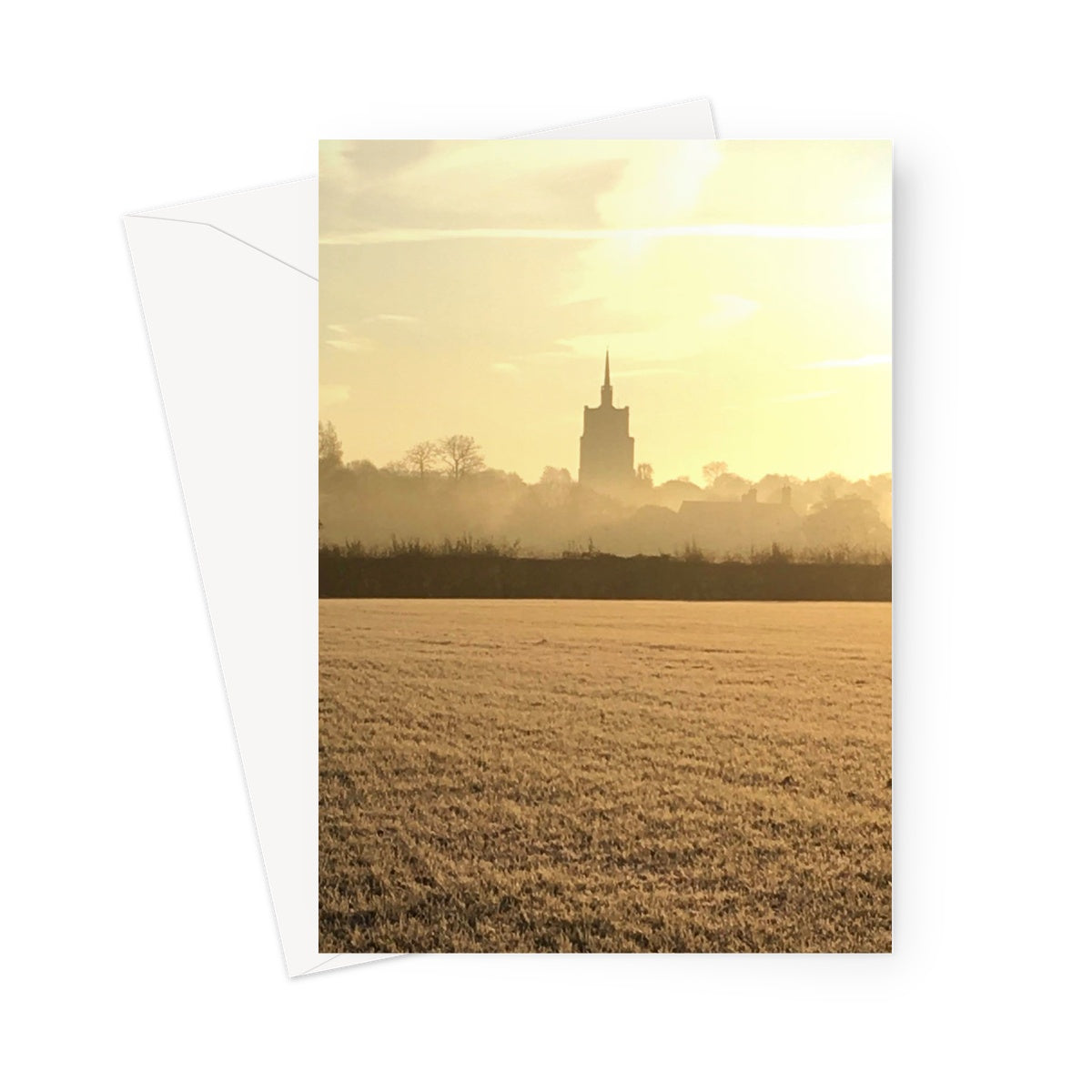 St Mary's Frosty Morning - Black & White Greeting Card